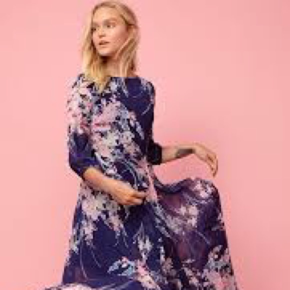 NWT $258 Yumi Kim Woodstock Maxi Dress Floral Navy - Picture 4 of 6
